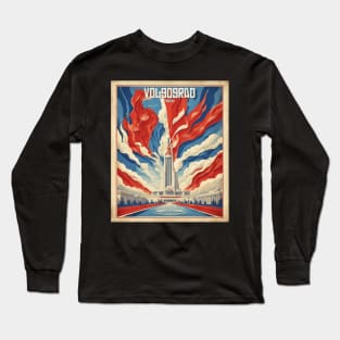 Volgograd Russia Vintage Tourism Travel Poster Long Sleeve T-Shirt